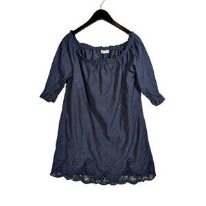 Abercrombie & Fitch Off the Shoulder XL Navy Blue Floral Peasant Blouse Boho Top